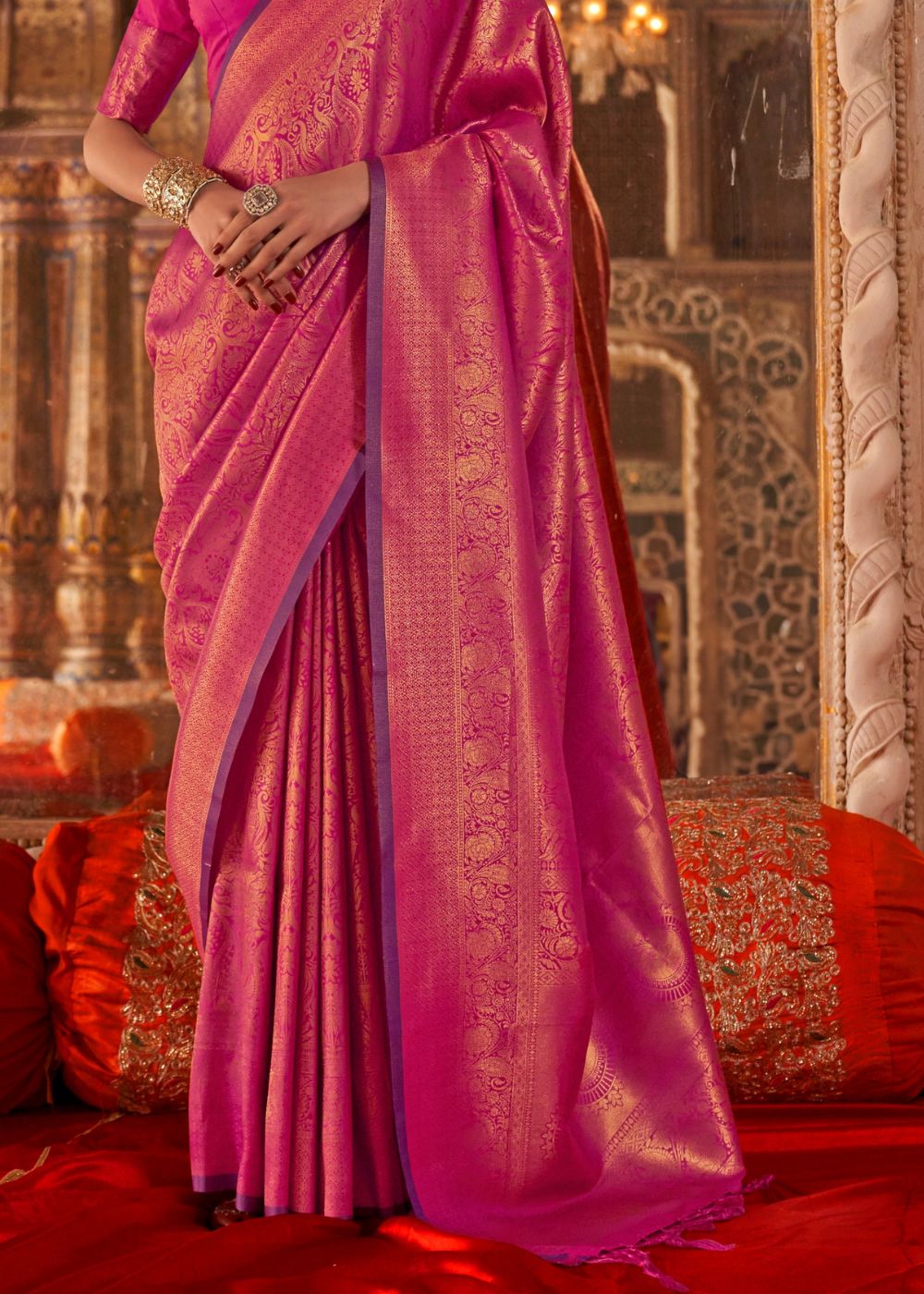 Rani Pink Handloom Silk Saree