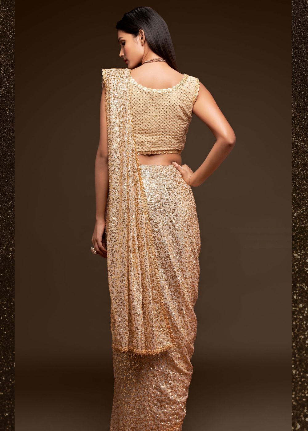 Ancient Ivory Elegant Sequin Saree