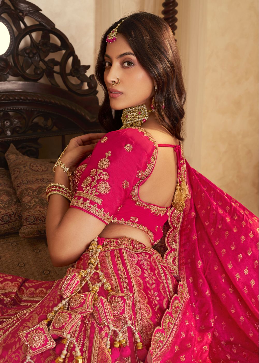 Rani Pink Banarasi Silk Lehenga