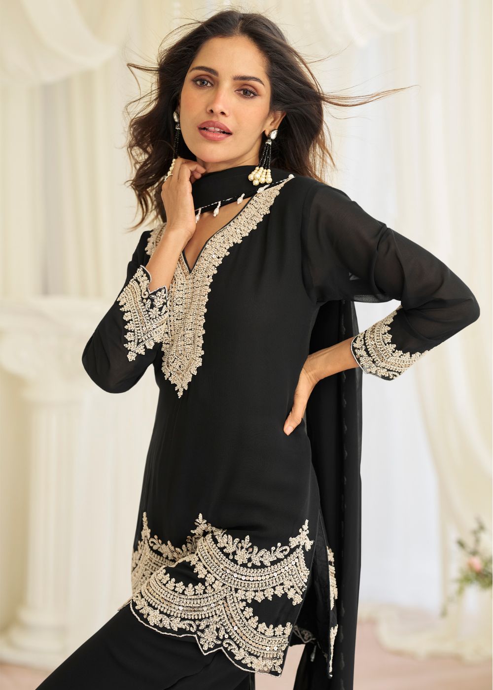 Black Royal Embroidered Set