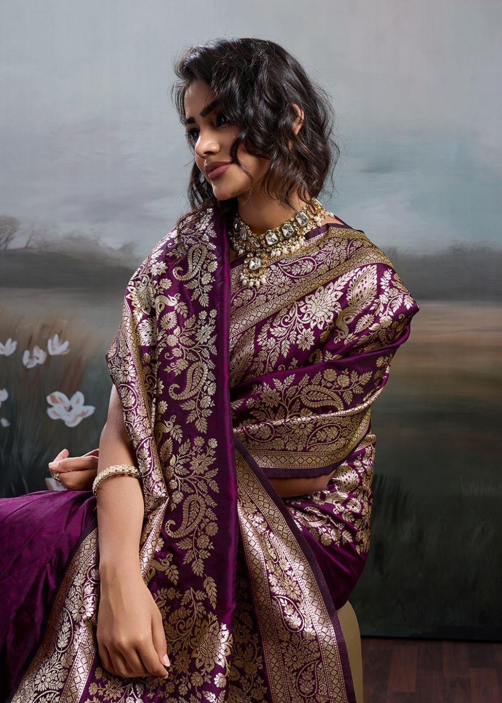 Royal Wine Zari Silk Saree