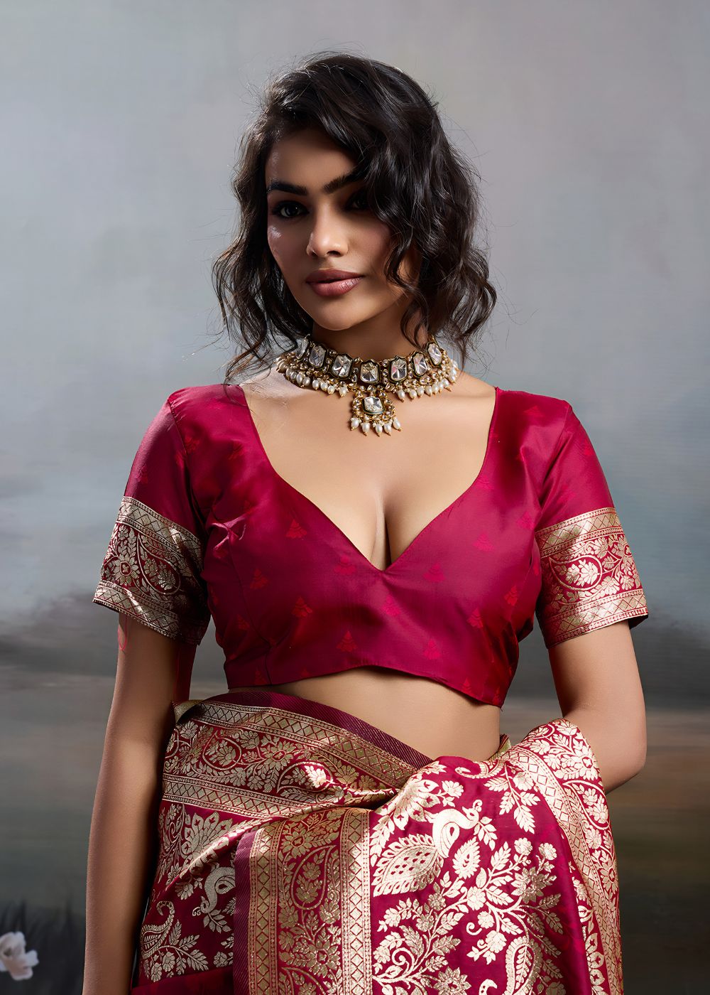 Crimson Red Festive Silk Saree