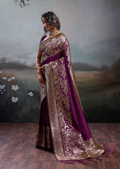 Royal Wine Zari Silk Saree