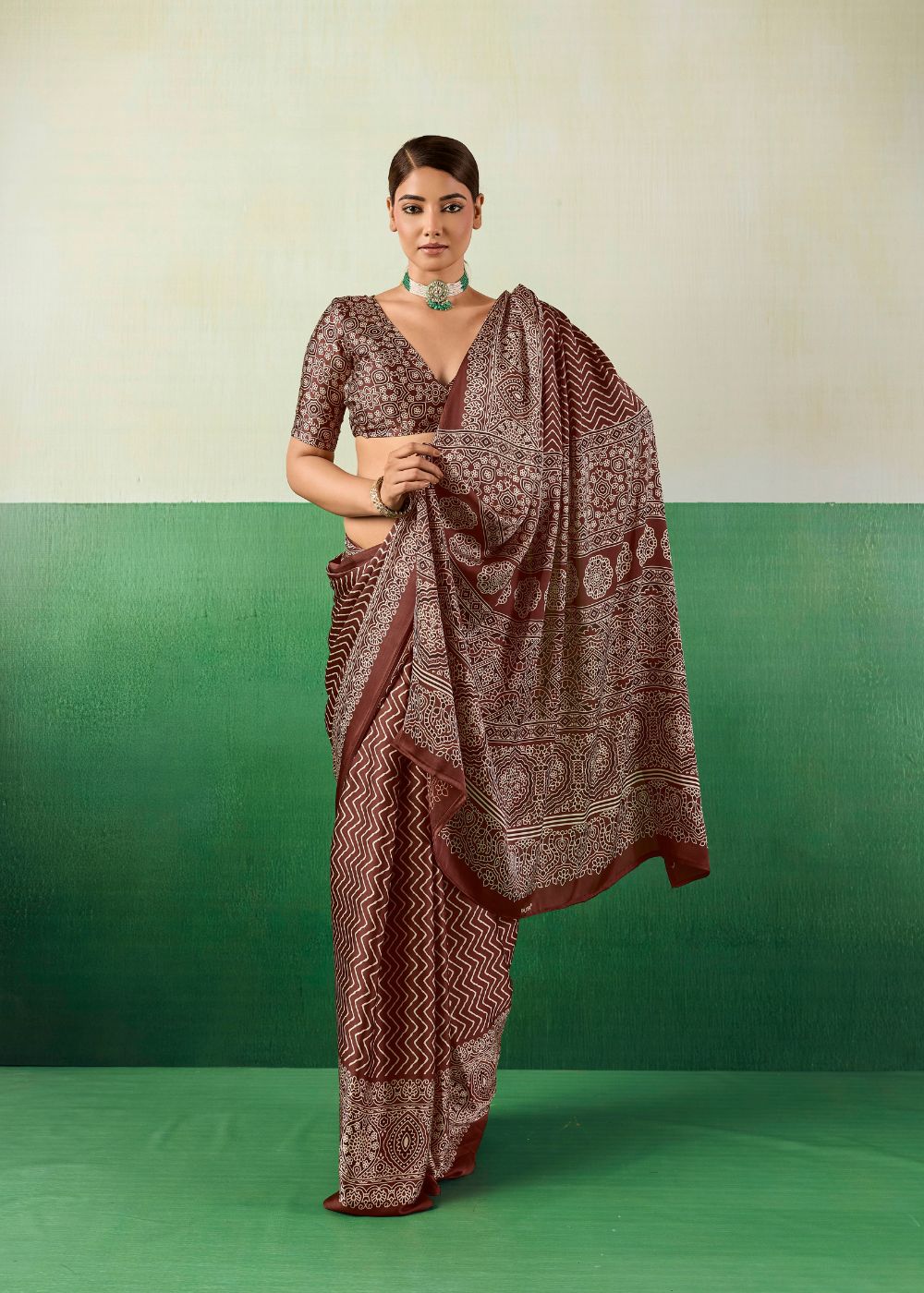 Cocoa Heritage Ajrakh Saree