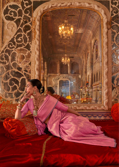 Soft Pink Handloom Silk Saree