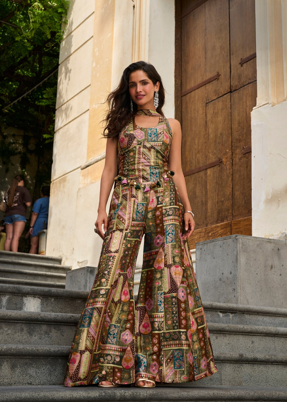 Heritage Olive Banarasi Jacquard Silk 3-Piece Co-Ord Set