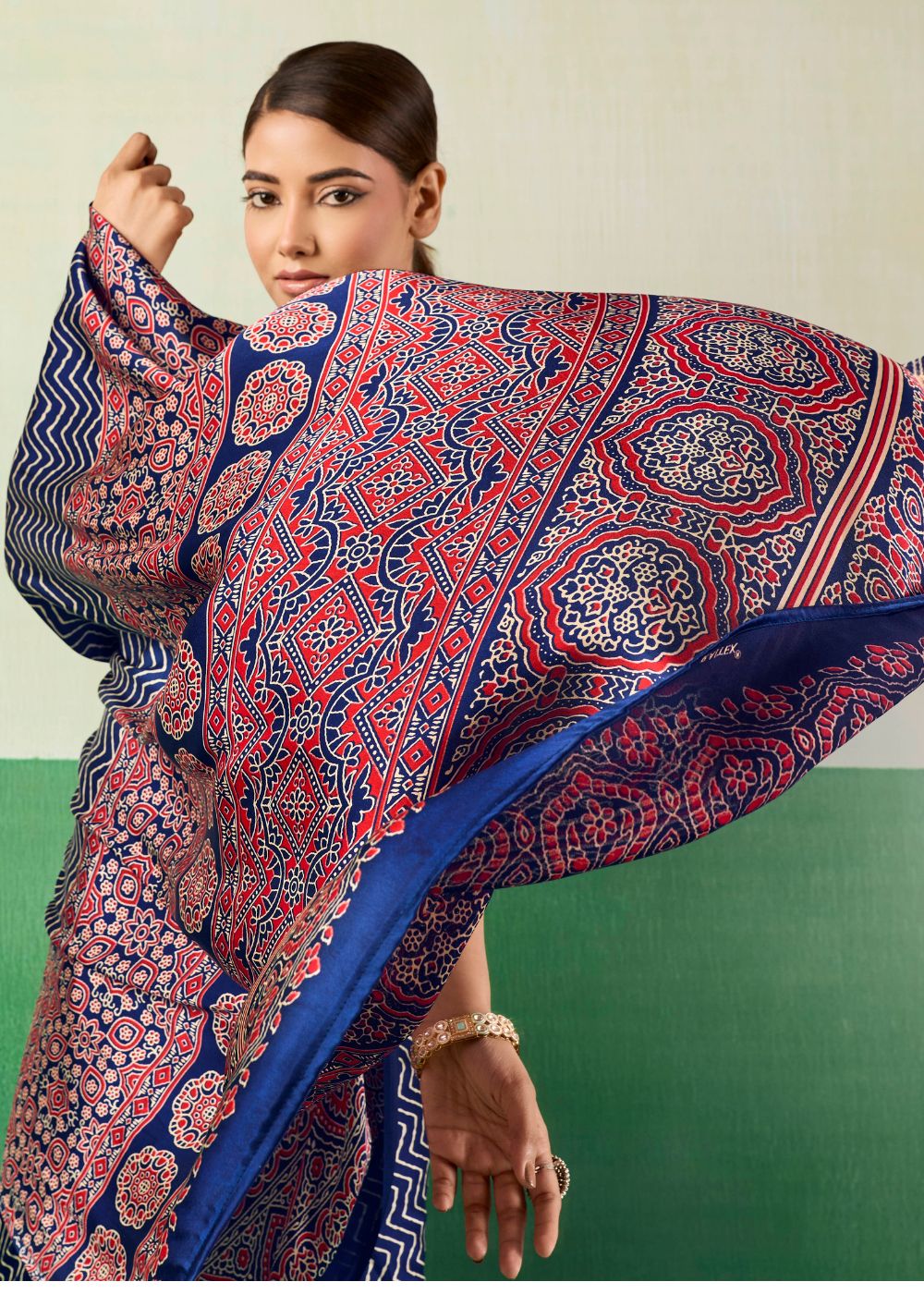 Royal Indigo Ajrakh Saree