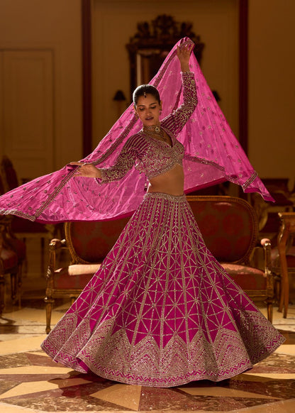 Rani Pink Mirror Elegance Lehenga Set