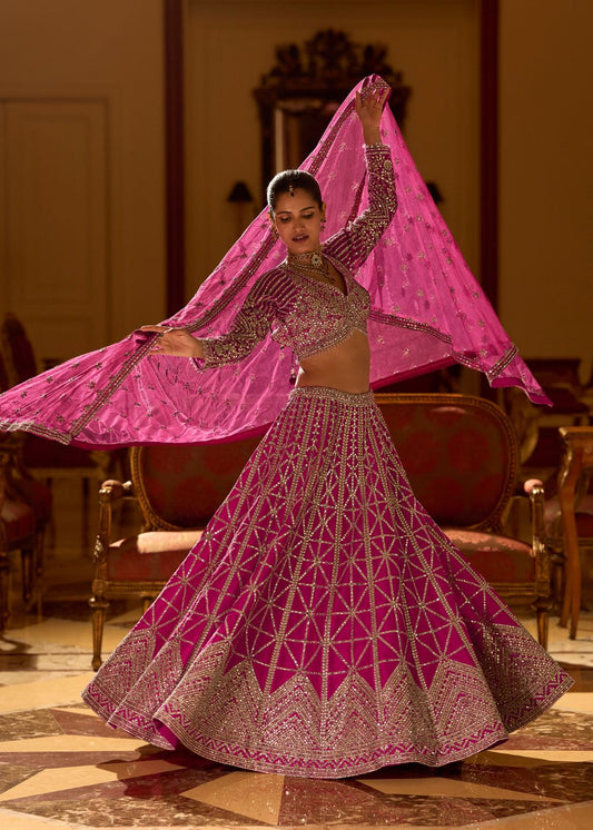 Rani Pink Mirror Elegance Lehenga Set