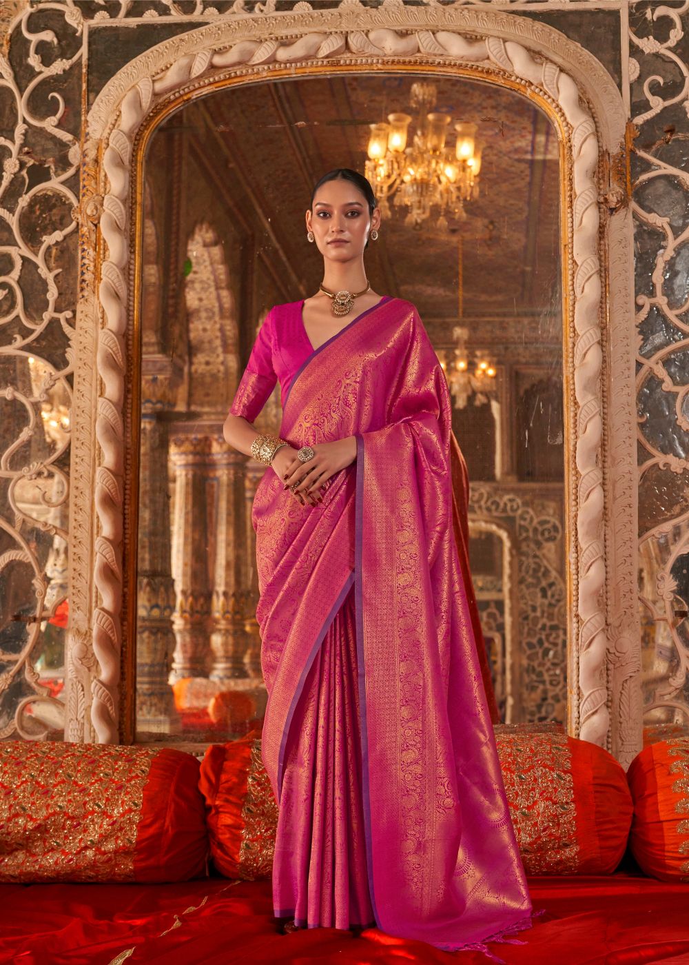 Rani Pink Handloom Silk Saree