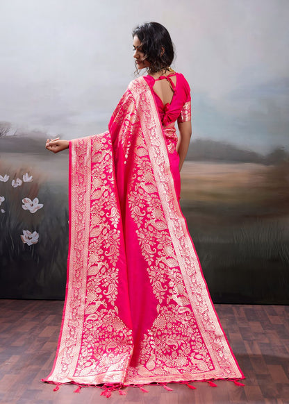 Rani Pink Designer Silk Saree