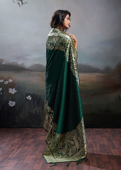 Emerald Green Rajwada Silk Saree