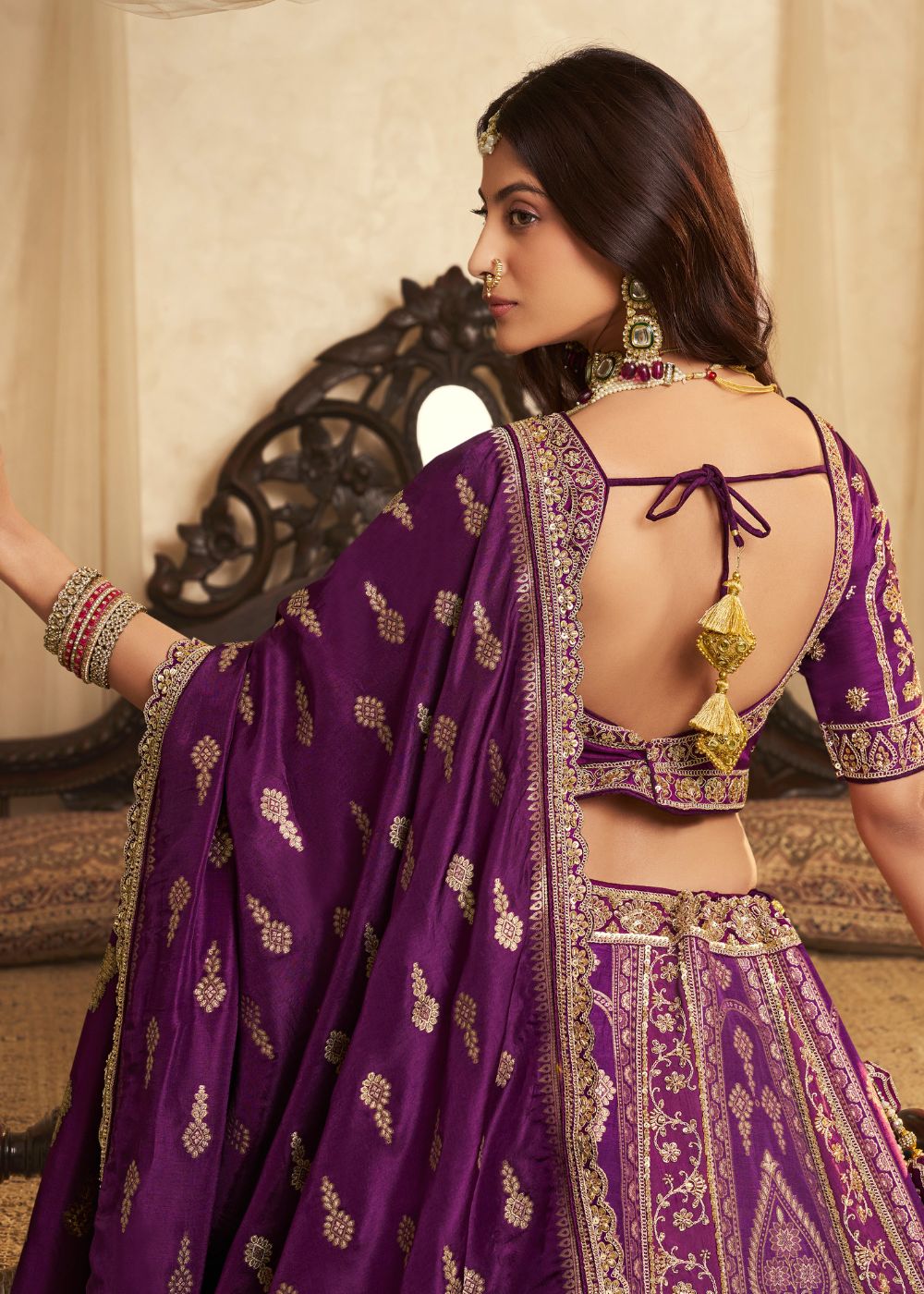 Royal Purple Banarasi Silk Lehenga