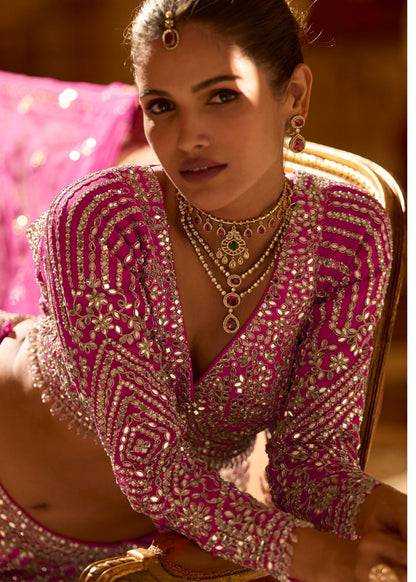 Rani Pink Mirror Elegance Lehenga Set