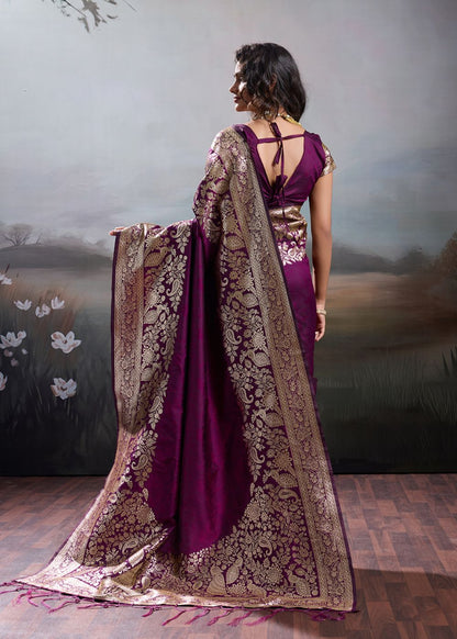 Royal Wine Zari Silk Saree