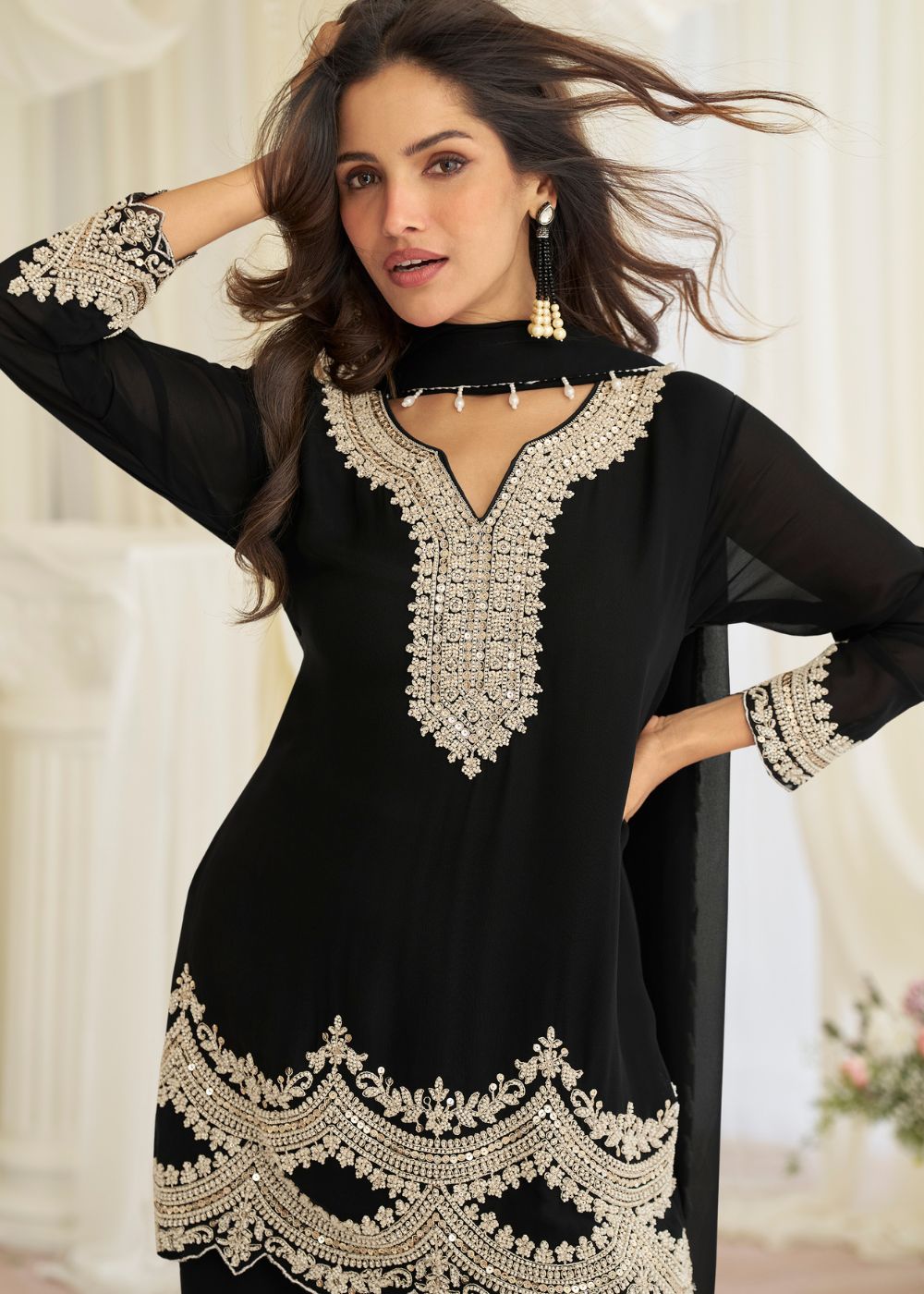 Black Royal Embroidered Set