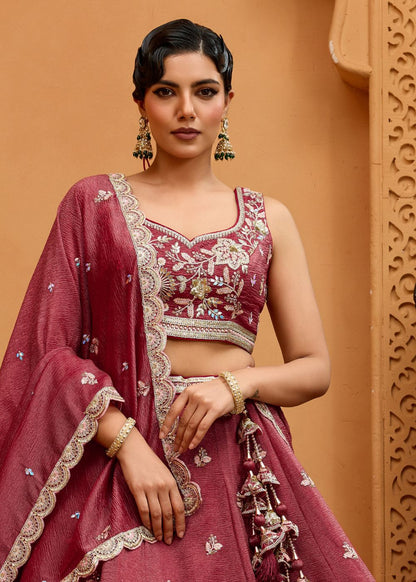Rosegold Tissue Silk Lehenga Set