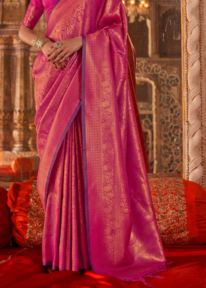 Rani Pink Handloom Silk Saree
