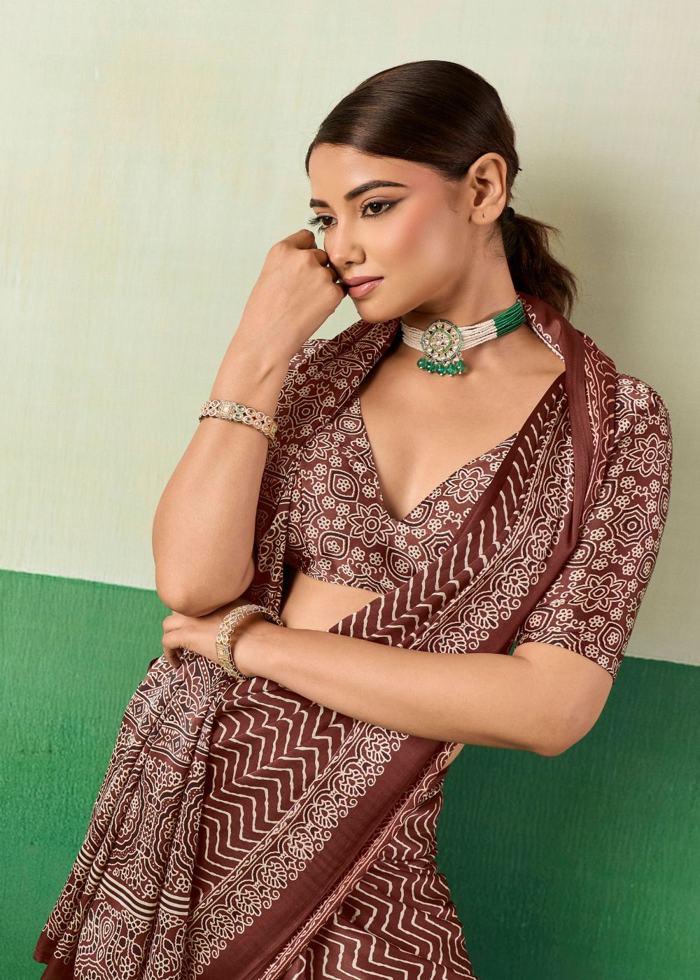 Cocoa Heritage Ajrakh Saree