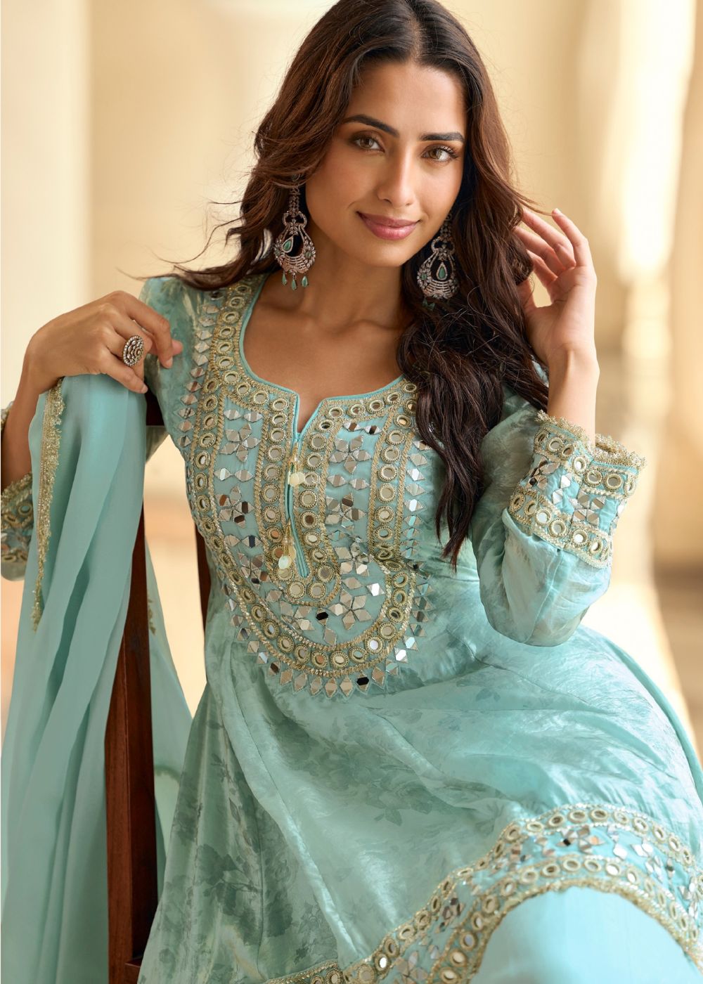 Mirror Grace Aqua Blue Suit Set
