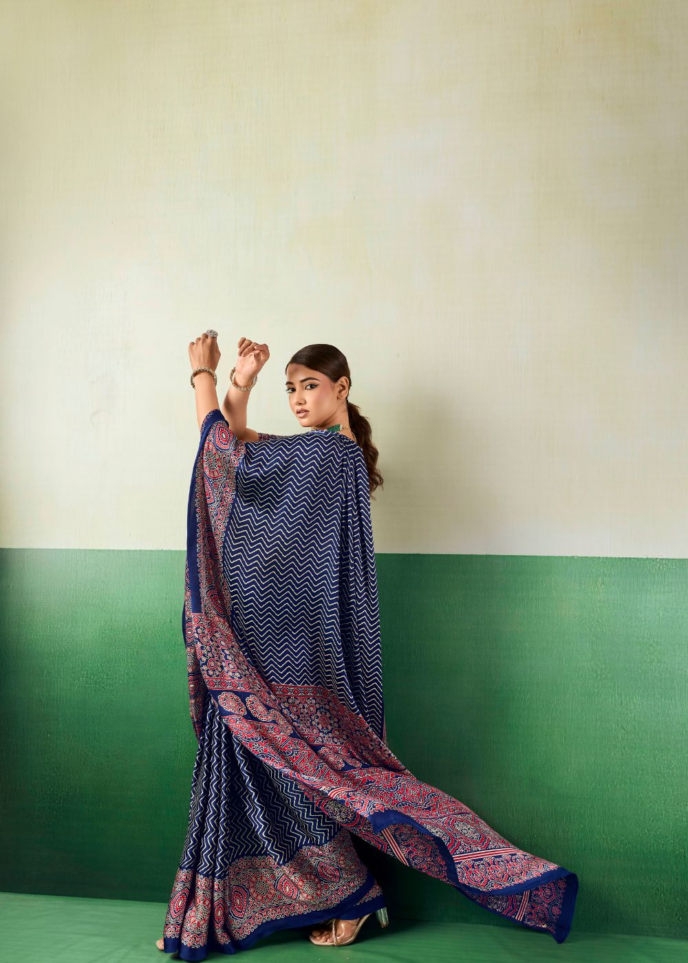 Royal Indigo Ajrakh Saree
