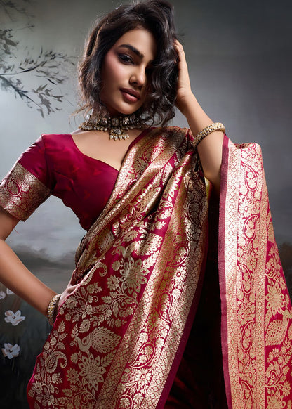 Crimson Red Festive Silk Saree