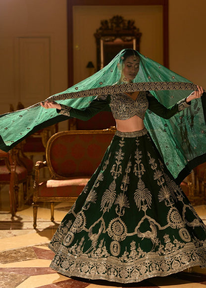 Emerald Regal Mirror Festive Lehenga Set