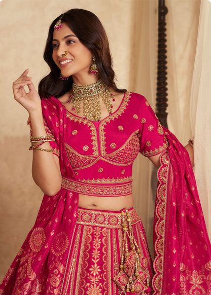 Rani Pink Banarasi Silk Lehenga