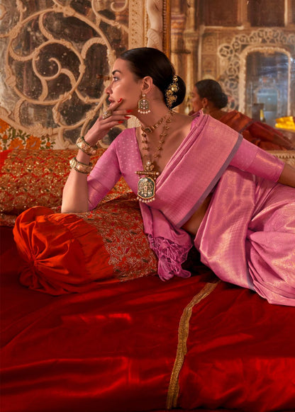 Soft Pink Handloom Silk Saree