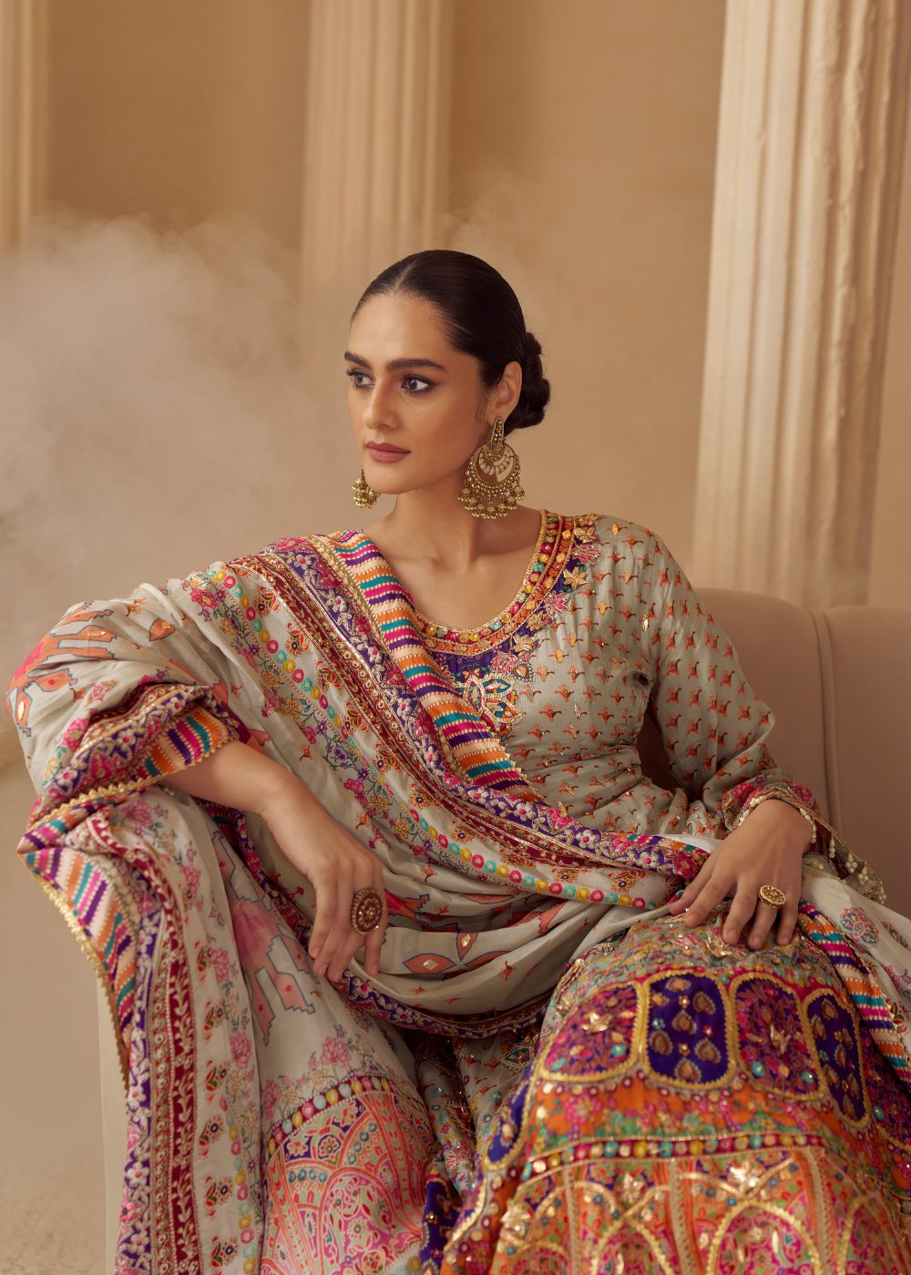 Blush Multicolor Crepe Silk Set