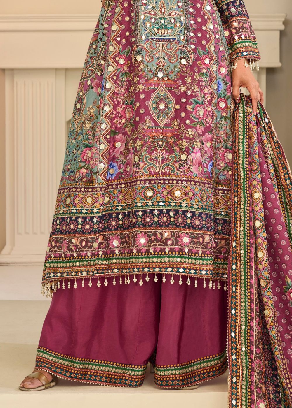 Royal Magenta Premium Crepe Silk Suit Set