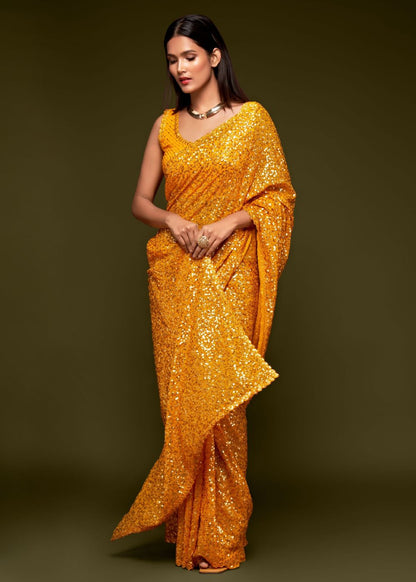 Honey Yellow Festive Saree