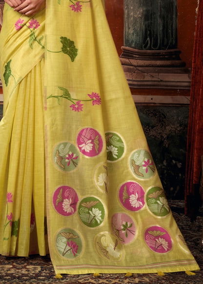 Sunshine Khadi Cotton Floral Saree