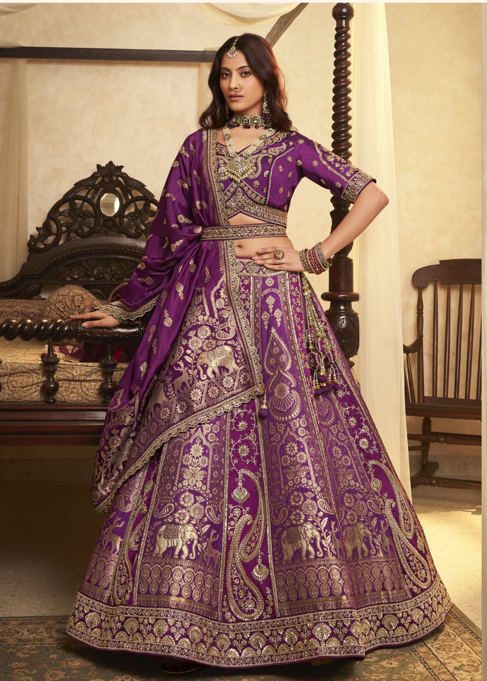 Royal Purple Banarasi Silk Lehenga