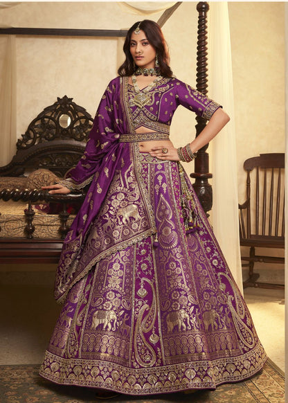 Royal Purple Banarasi Silk Lehenga