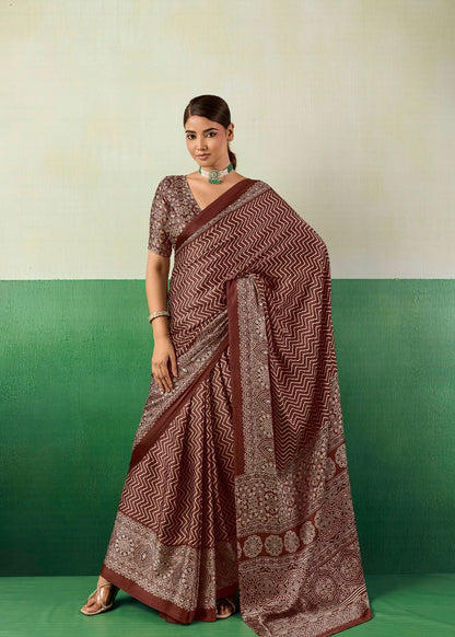 Cocoa Heritage Ajrakh Saree