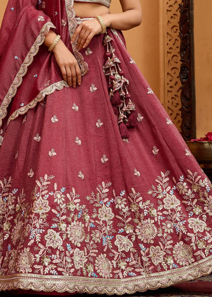 Rosegold Tissue Silk Lehenga Set