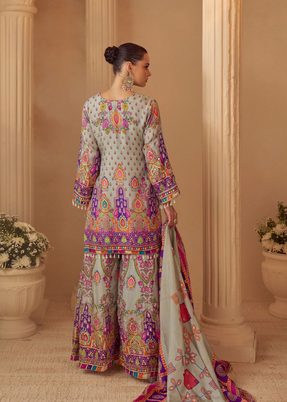 Royal Multicolor Crepe Silk Set
