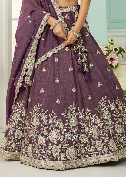 Royal Purple Tissue Silk Lehenga Set