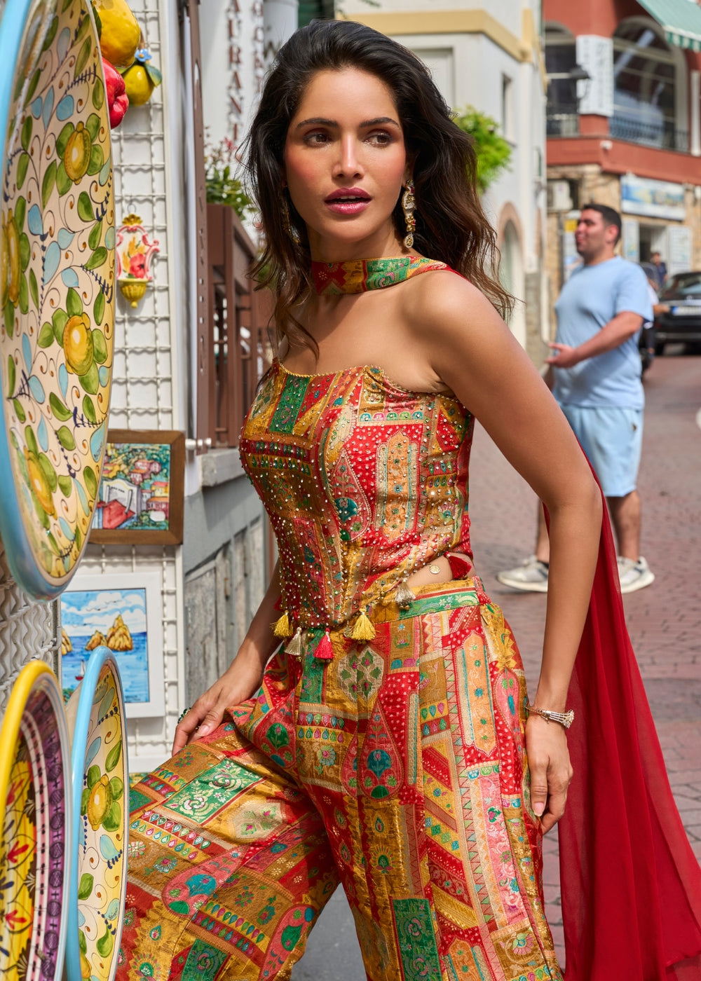 Sunset Banarasi Jacquard Silk 3-Piece Co-Ord Set