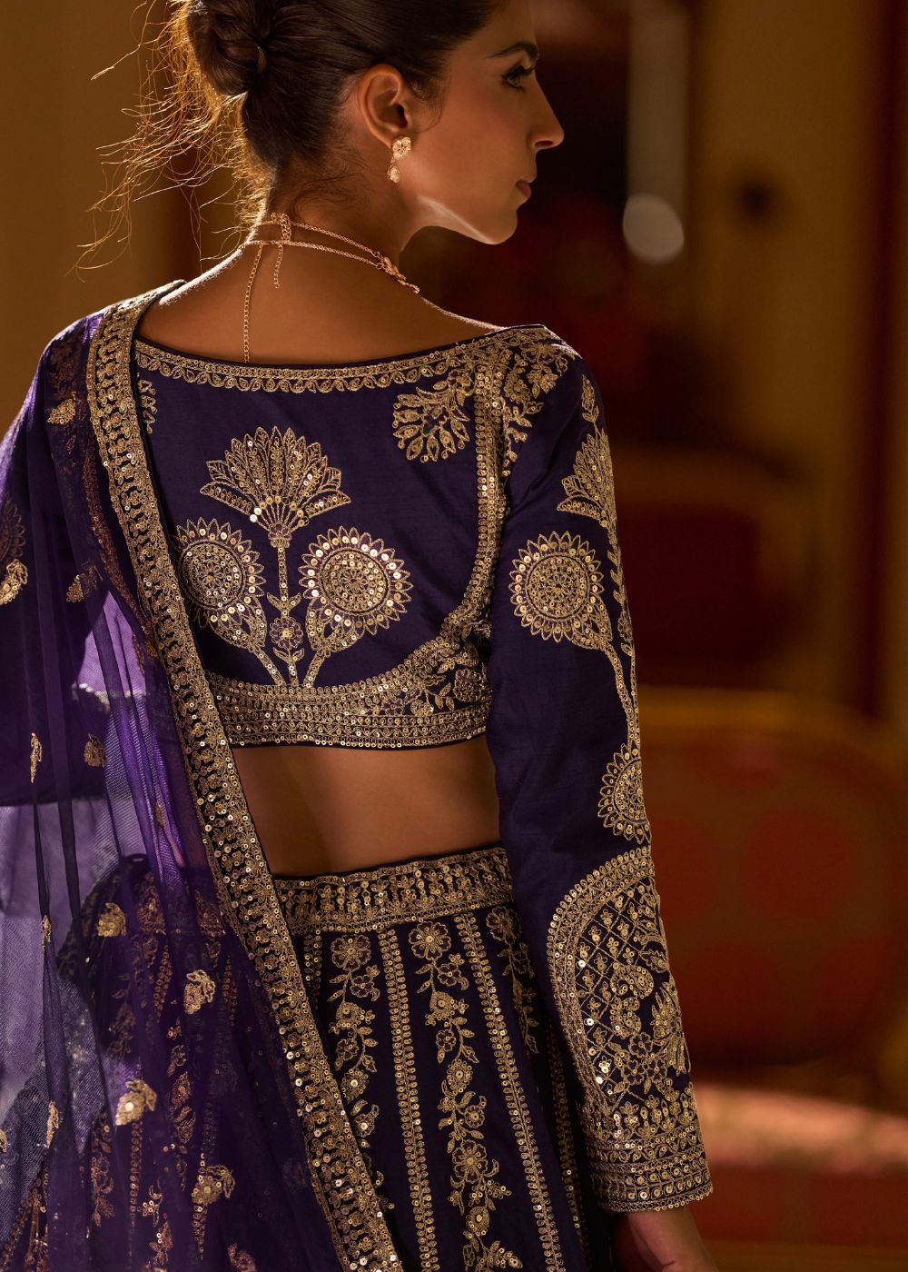 Royal Midnight Navy Blue Mirror Festive Lehenga Set