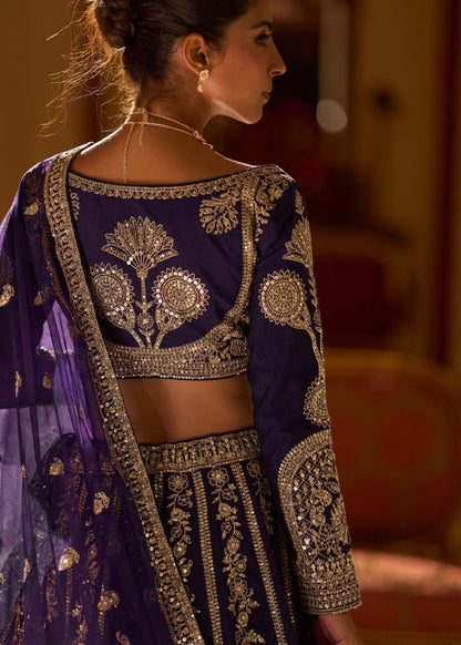 Royal Midnight Navy Blue Mirror Festive Lehenga Set