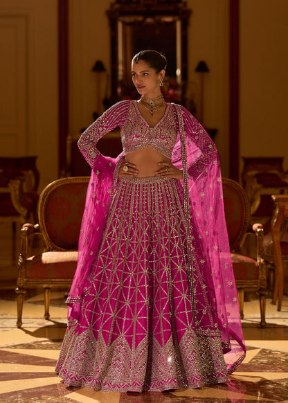 Rani Pink Mirror Elegance Lehenga Set