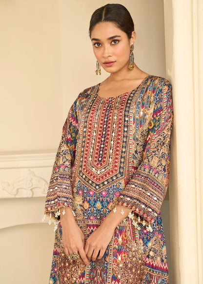 Royal Blue Premium Crepe Silk Suit Set