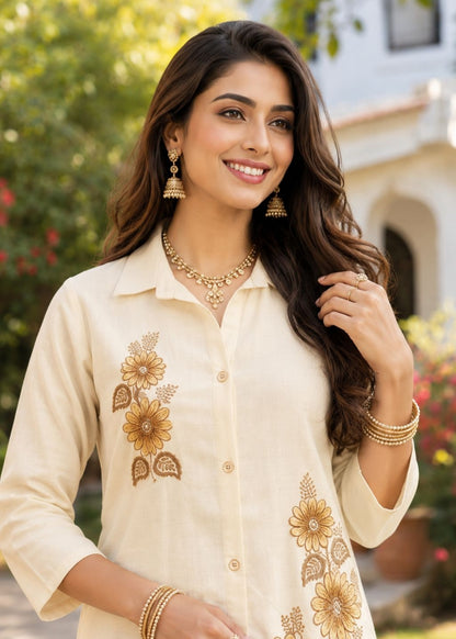 Ivory Bloom Premium Jute Co-Ord Set
