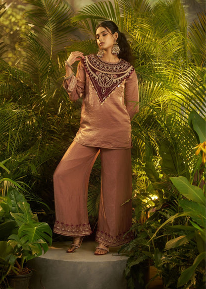 Mocha Luxe Velvet Detail Co-Ord Set