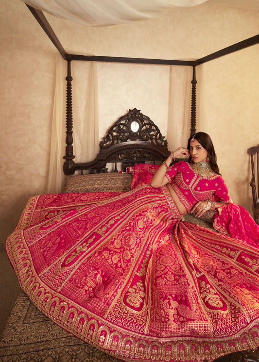 Rani Pink Banarasi Silk Lehenga