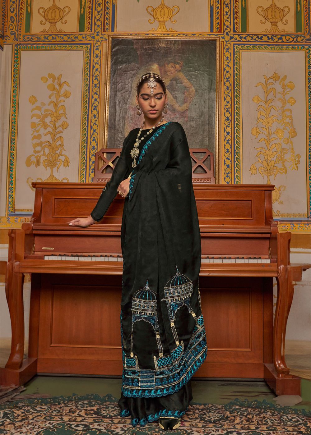 Classic Black Designer Embroidered Saree