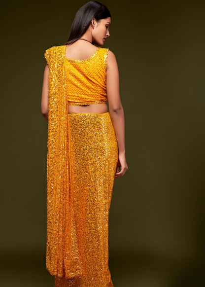 Honey Yellow Festive Saree