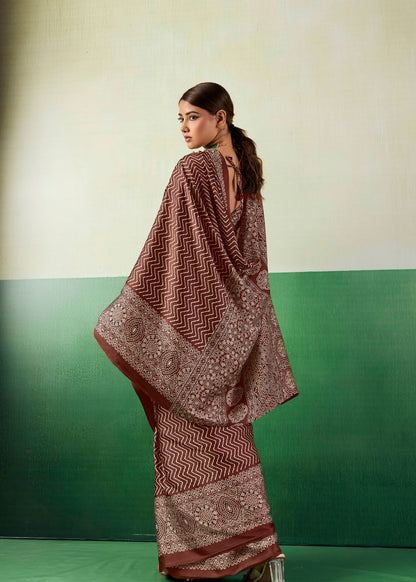 Cocoa Heritage Ajrakh Saree